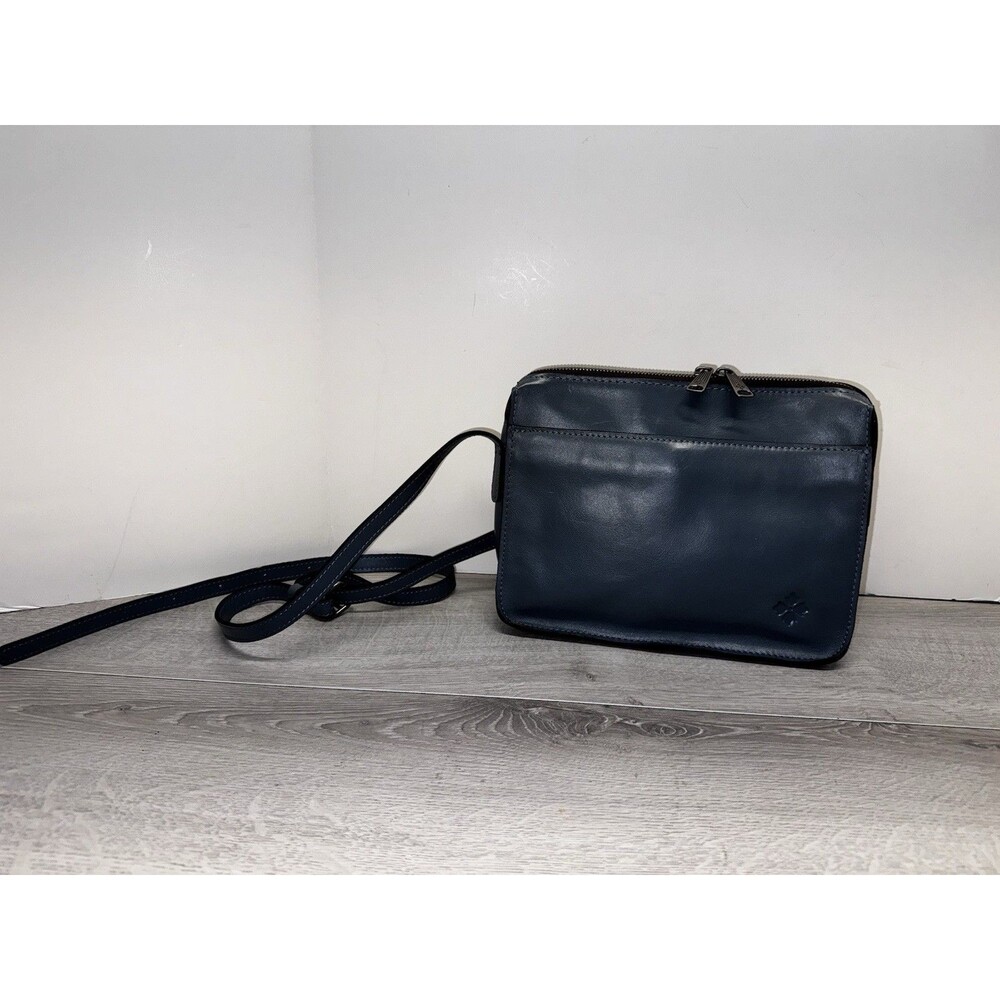 Patricia Nash Nazaire Top Zip Crossbody Bag Blue Leather Purse